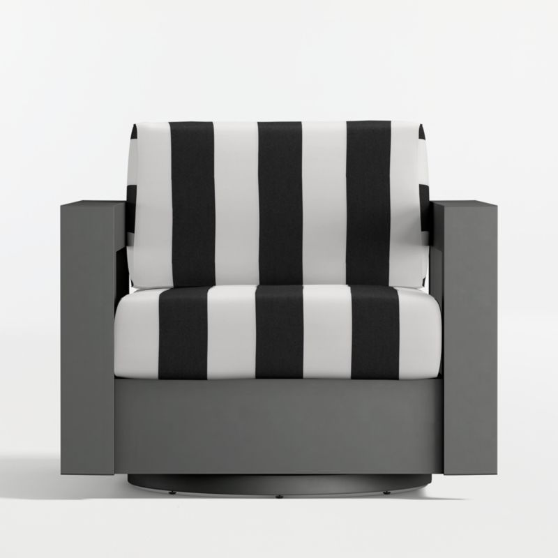 Walker Metal Outdoor Swivel Lounge Chair with Black and White Cabana Stripe Sunbrella ® Cushions - image 12 of 16