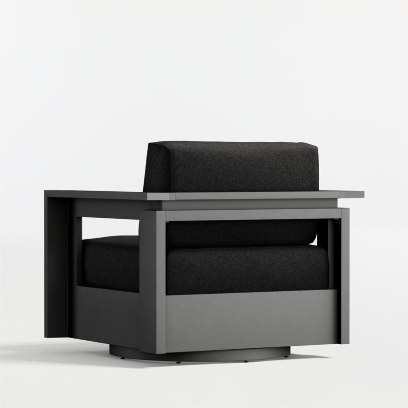 Walker Metal Outdoor Swivel Lounge Chair with Canvas Black Sunbrella ® Cushions - image 14 of 15