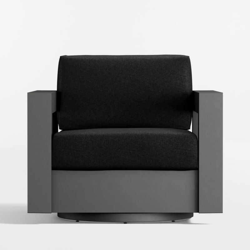 Walker Metal Outdoor Swivel Lounge Chair with Canvas Black Sunbrella ® Cushions - image 12 of 15