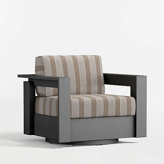 Walker Metal Outdoor Swivel Lounge Chair with Canvas Range Dune Stripe Sunbrella ® Cushions