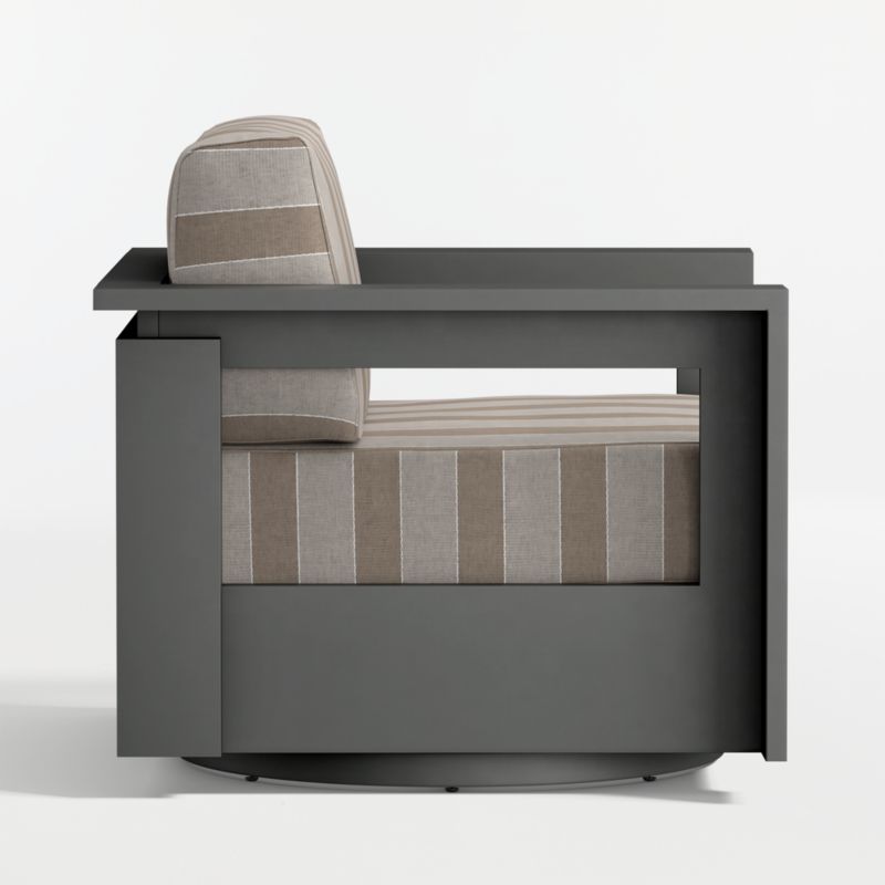 Walker Metal Outdoor Swivel Lounge Chair with Range Dune Stripe Sunbrella ® Cushions - image 13 of 14