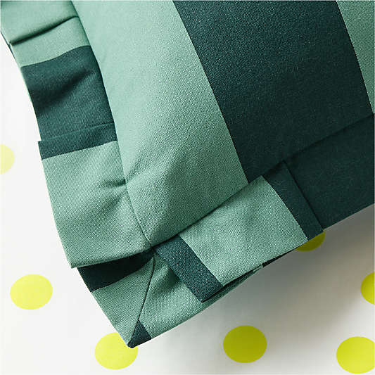 Wimbledon Rainforest Green Stripe Pleated Edge Lumbar Pillow by Venus Williams