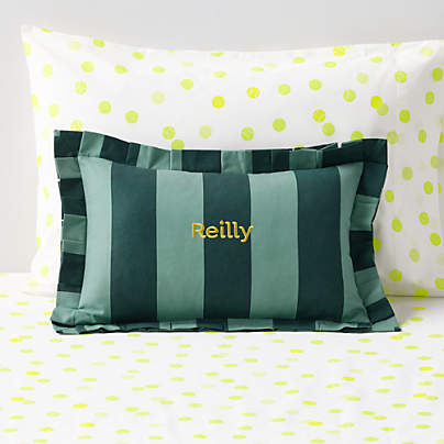 Wimbledon Rainforest Green Stripe Pleated Edge Lumbar Pillow by Venus Williams