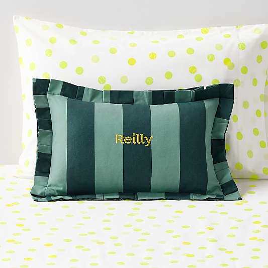 Wimbledon Rainforest Green Stripe Pleated Edge Lumbar Pillow by Venus Williams