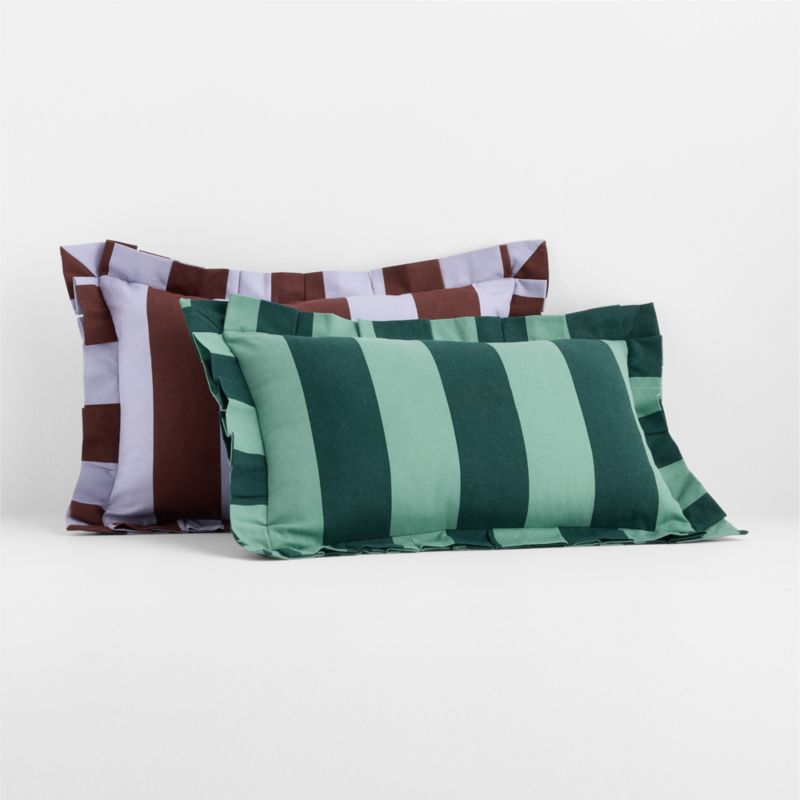 Wimbledon Rainforest Green Stripe Pleated Edge Lumbar Pillow by Venus Williams - image 3 of 6