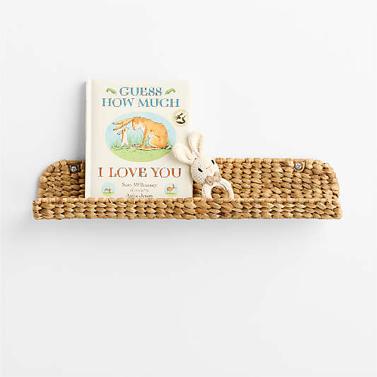 Wonderful Wicker Natural Kids Book Ledge Shelf