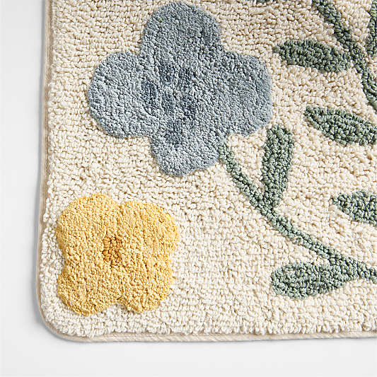 Wonderland Floral Border 100% Organic Cotton Kids Bath Mat