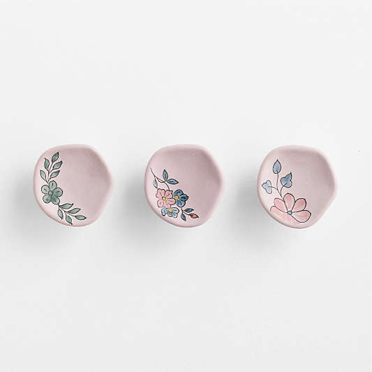 Wonderland Floral Kids Ceramic Wall Hooks Set of 3