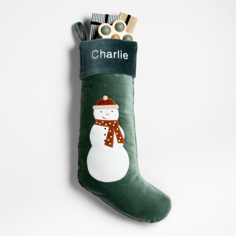 Wonderland Velvet Snowman Kids Christmas Stocking - image 5 of 6