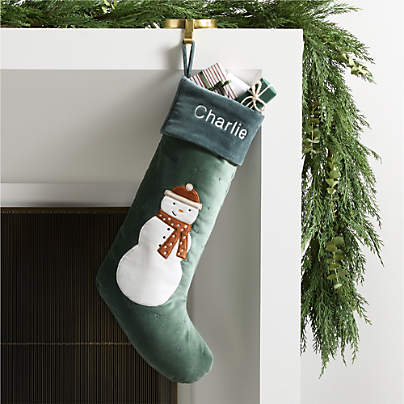 Wonderland Velvet Snowman Kids Christmas Stocking