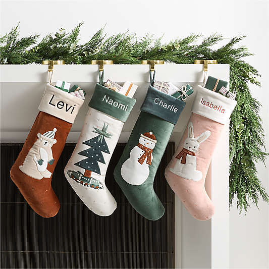 Wonderland Velvet Snowman Kids Christmas Stocking