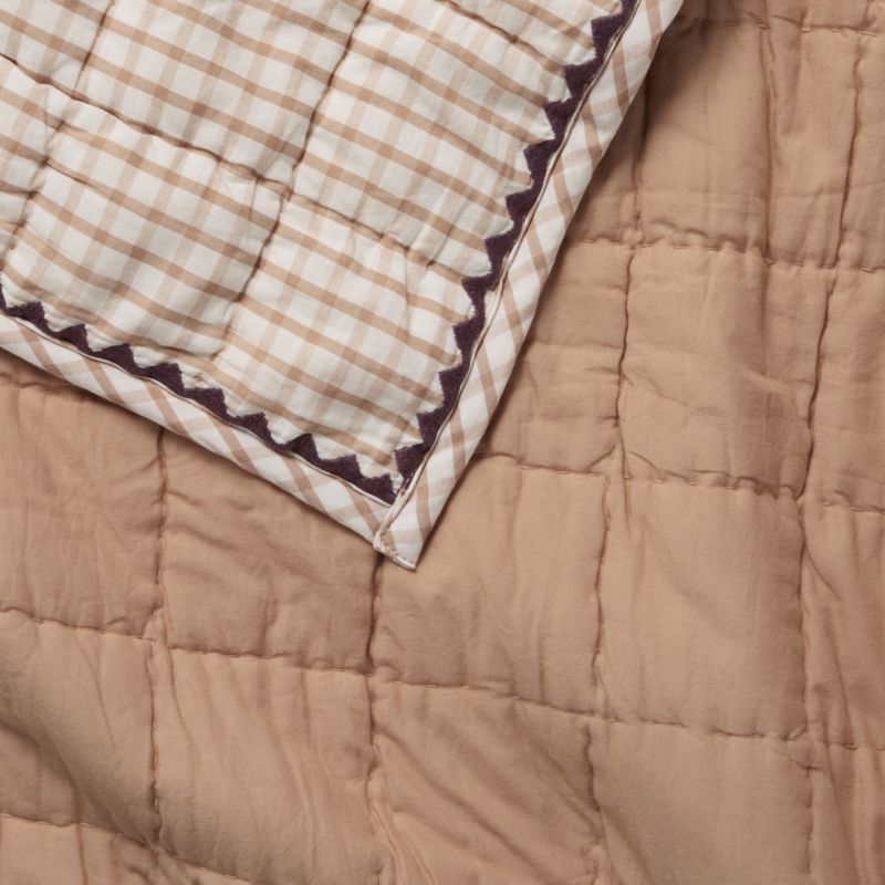 Almond Brown Windowpane Plaid Organic Cotton Baby Crib Quilt - image 4 of 5