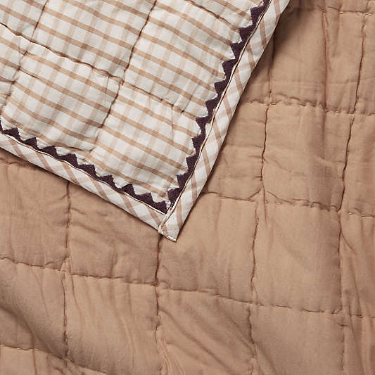 Window Pane Almond Brown 100% Organic Cotton Baby Crib Quilt