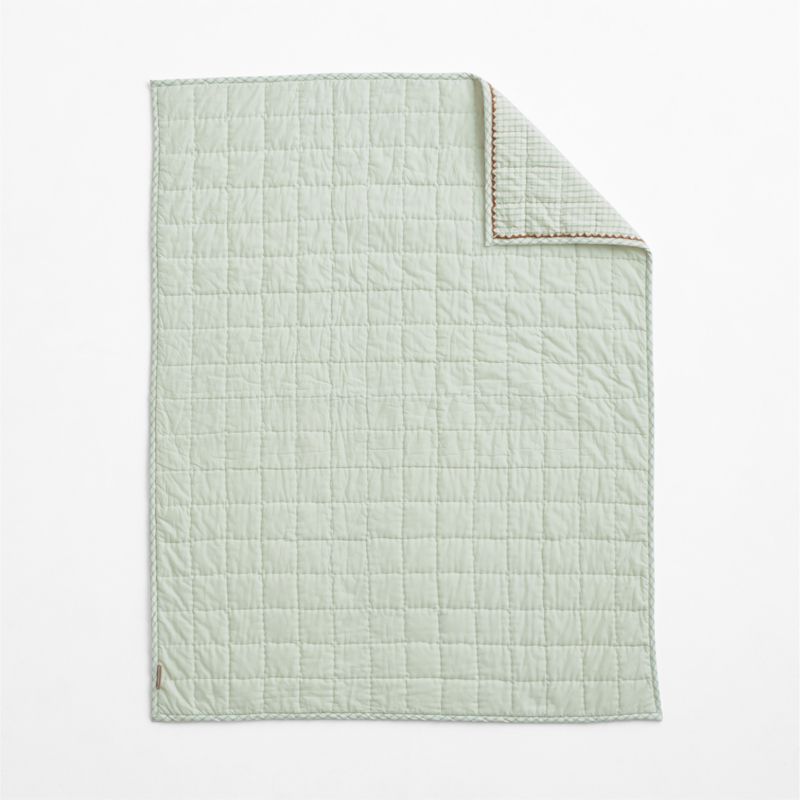 Green Tint Windowpane Plaid Organic Cotton Baby Crib Quilt - image 4 of 6