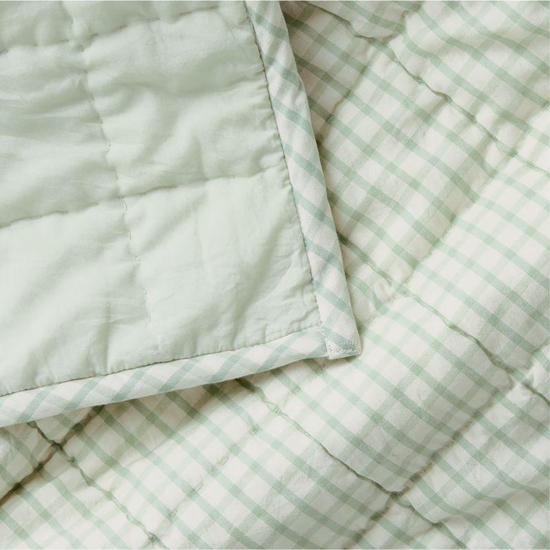 Green Tint Windowpane Plaid Organic Cotton Baby Crib Quilt - image 5 of 6
