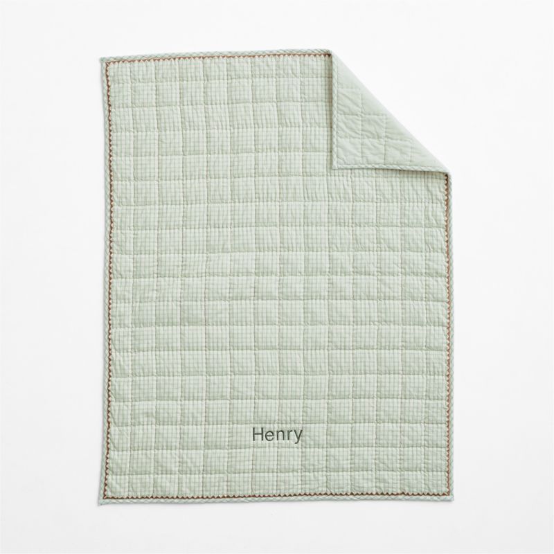 Green Tint Windowpane Plaid Organic Cotton Baby Crib Quilt - image 2 of 6