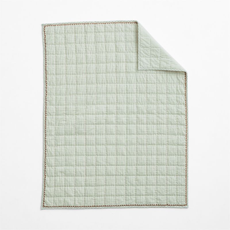 Green Tint Windowpane Plaid Organic Cotton Baby Crib Quilt - image 3 of 6