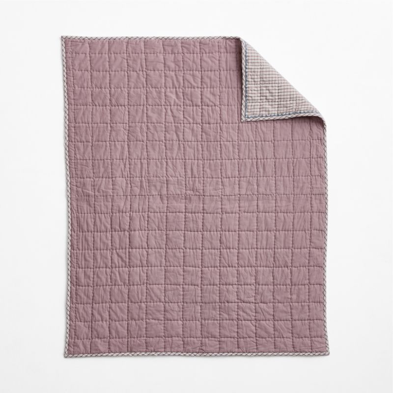 Violet Rose Windowpane Plaid Organic Cotton Baby Crib Quilt - image 4 of 6