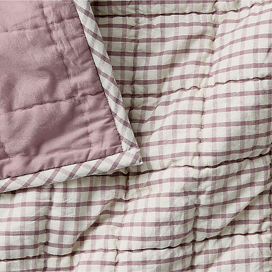 Violet Rose Windowpane Plaid Organic Cotton Baby Crib Quilt