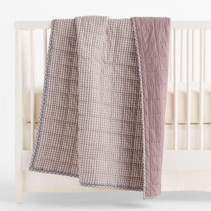 Violet Rose Windowpane Plaid Organic Cotton Baby Crib Quilt - image 1 of 6