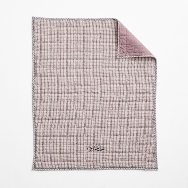 Violet Rose Windowpane Plaid Organic Cotton Baby Crib Quilt - image 2 of 6