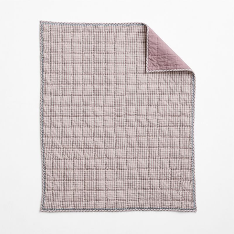 Violet Rose Windowpane Plaid Organic Cotton Baby Crib Quilt - image 3 of 6