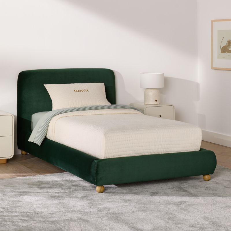 Winner Kent Pine Velvet Upholstered Twin Kids Bed by Venus Williams - image 6 of 8