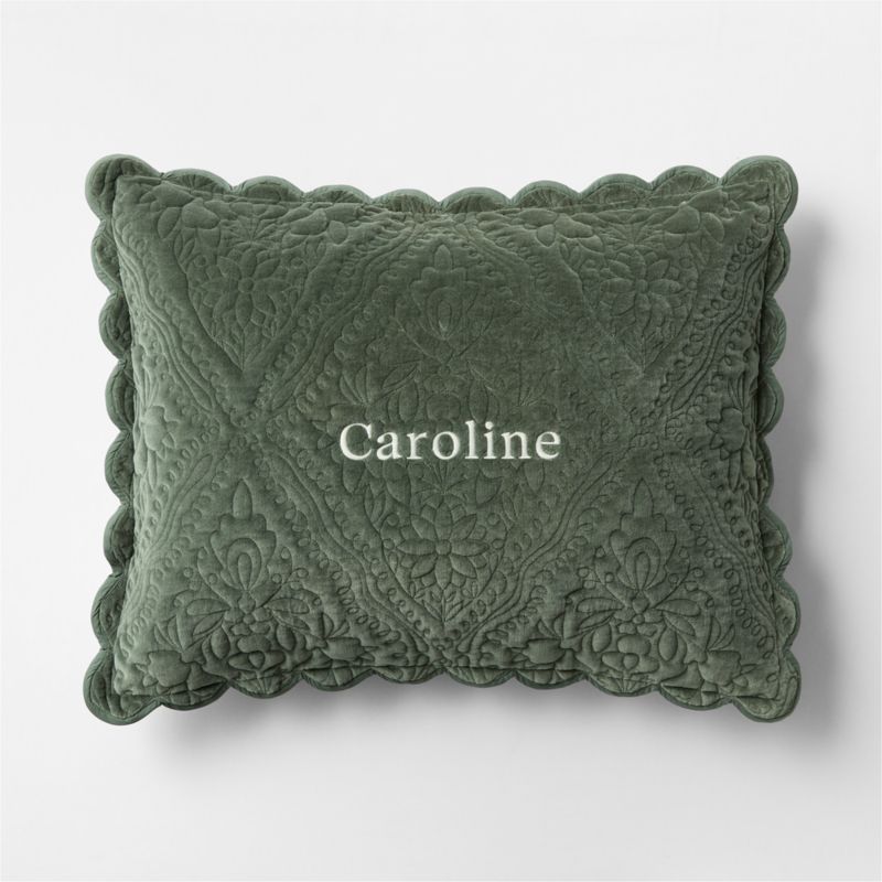 Winter Blooms Pine Green Quilted Organic Cotton Velvet Kids Pillow Sham - image 3 of 5