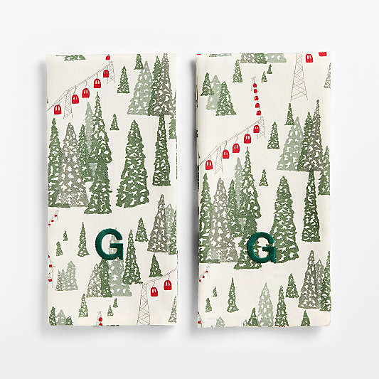 Winter Gondola Organic Cotton Kitchen Towels, Set of 2
