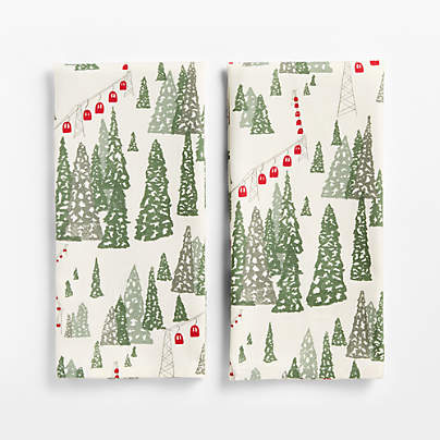 Winter Gondola Organic Cotton Kitchen Towels, Set of 2