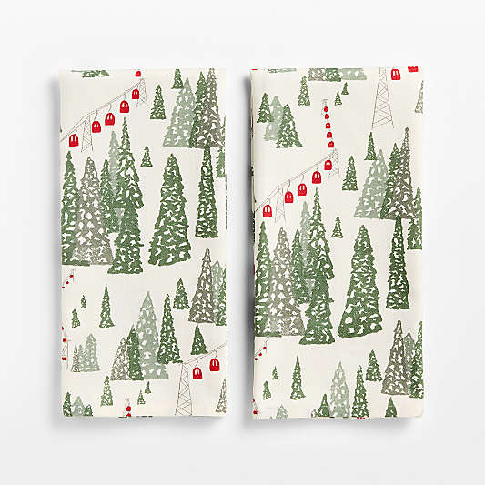 Winter Gondola Organic Cotton Kitchen Towels, Set of 2