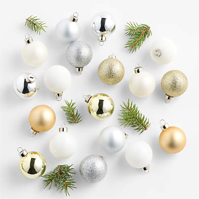 Medium Winter Metallics Ball Christmas Tree Ornaments, Boxed Set of 18