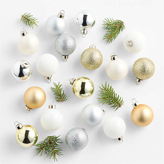 Medium Winter Metallics Ball Christmas Tree Ornaments, Boxed Set of 18