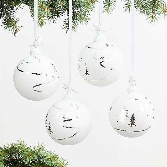 Alpine Skier Ball Christmas Tree Ornaments, Set of 4