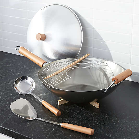 6-Piece Carbon Steel Wok Set