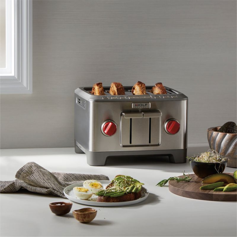 Wolf Gourmet 4-Slice Toaster with 1-Slice Toasting and Red Knobs - image 2 of 10