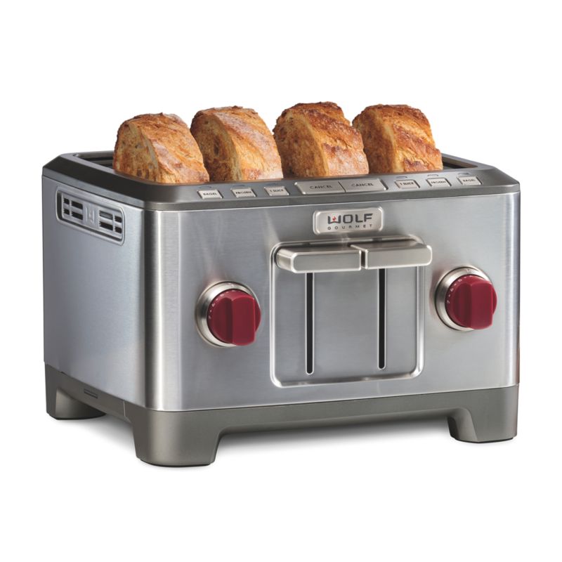 Wolf Gourmet 4-Slice Toaster with 1-Slice Toasting and Red Knobs - image 9 of 10