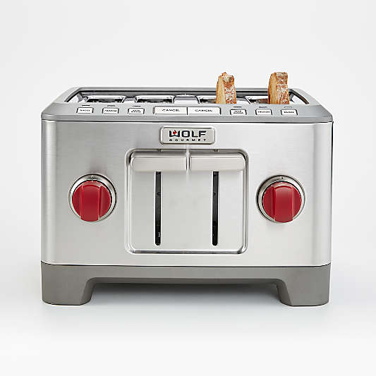 Wolf Gourmet 4-Slice Toaster with Red Knobs