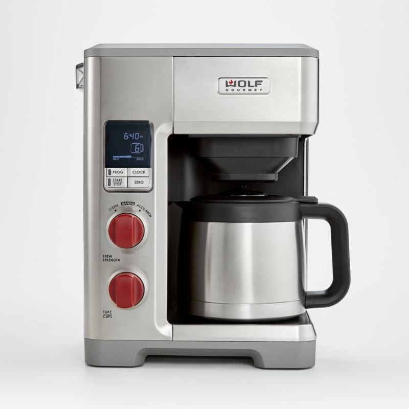 Wolf Gourmet Automatic Drip Coffee Maker with Red Knobs