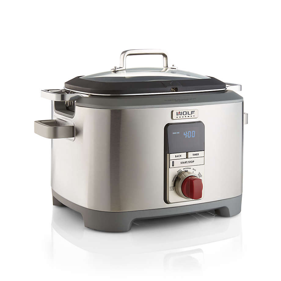 Wolf Gourmet 7 qt. Multi-function Cooker with Red Knob, 7 qt., Stainless Steel