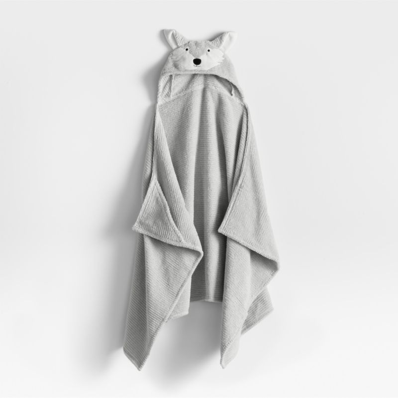 Wolf Light Grey Organic Cotton Hooded Kids Towel - image 0 of 6