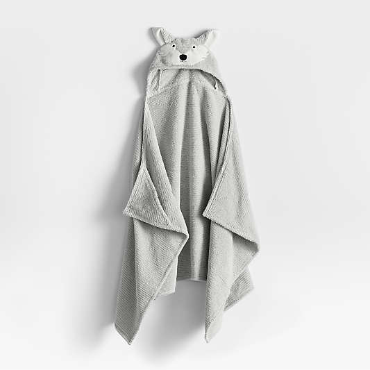 Wolf Light Grey Organic Cotton Hooded Kids Towel