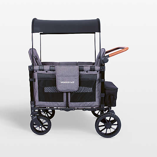 Wonderfold W2 Luxe Charcoal Gray Double Kids Stroller Wagon