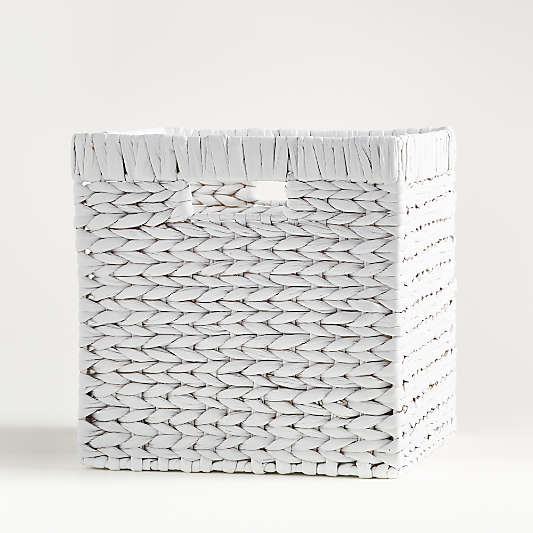 White Wonderful Wicker 11" Storage Basket