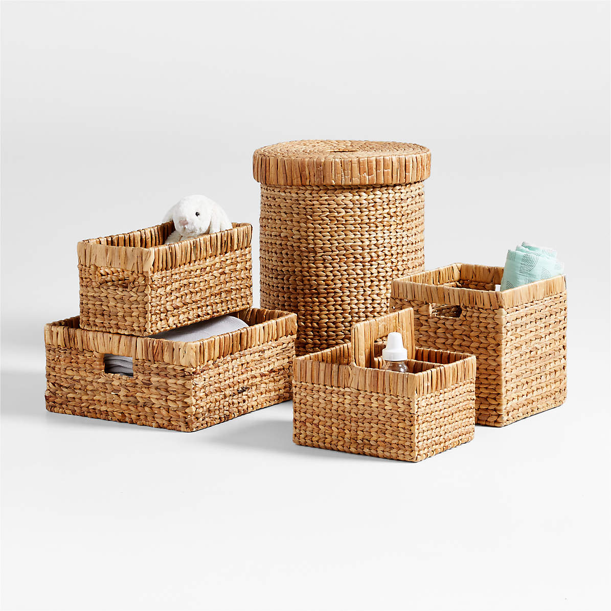 4X Small Wicker Baskets For Organizing Bathroom, Hyacinth Baskets