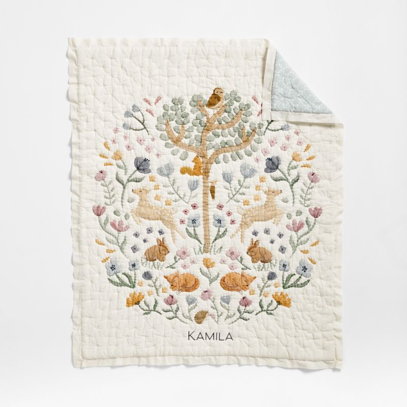 Wonderland Prairie Embroidered Organic Cotton Voile Baby Crib Quilt - image 5 of 13