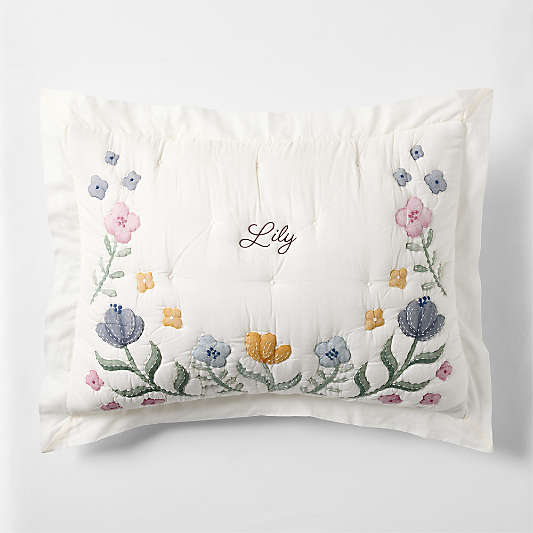 Wonderland Prairie Embroidered Organic Cotton Voile Kids Pillow Sham