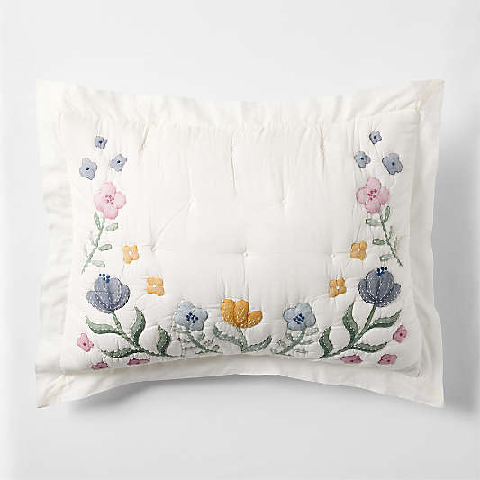 Wonderland Prairie Embroidered Organic Cotton Voile Kids Pillow Sham