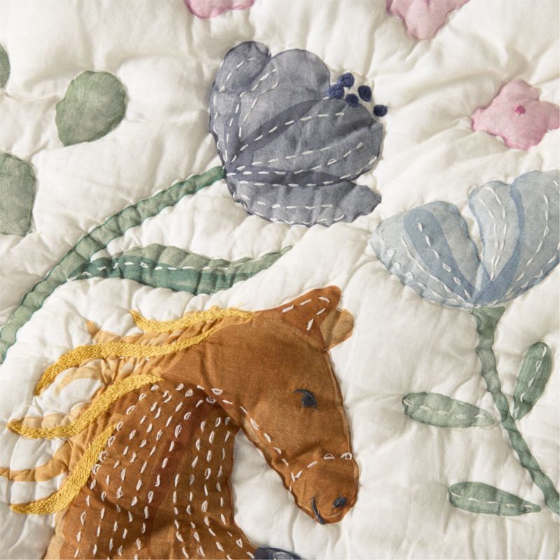 Wonderland Prairie Embroidered Cotton Voile Kids Twin Quilt - image 9 of 14