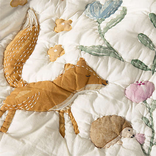 Wonderland Prairie Embroidered Organic Cotton Voile Kids Quilt